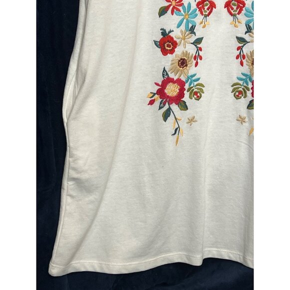 Umgee Women L Floral Embroidered Mini Dress Pockets White Cottage Core Spring - Picture 6 of 16